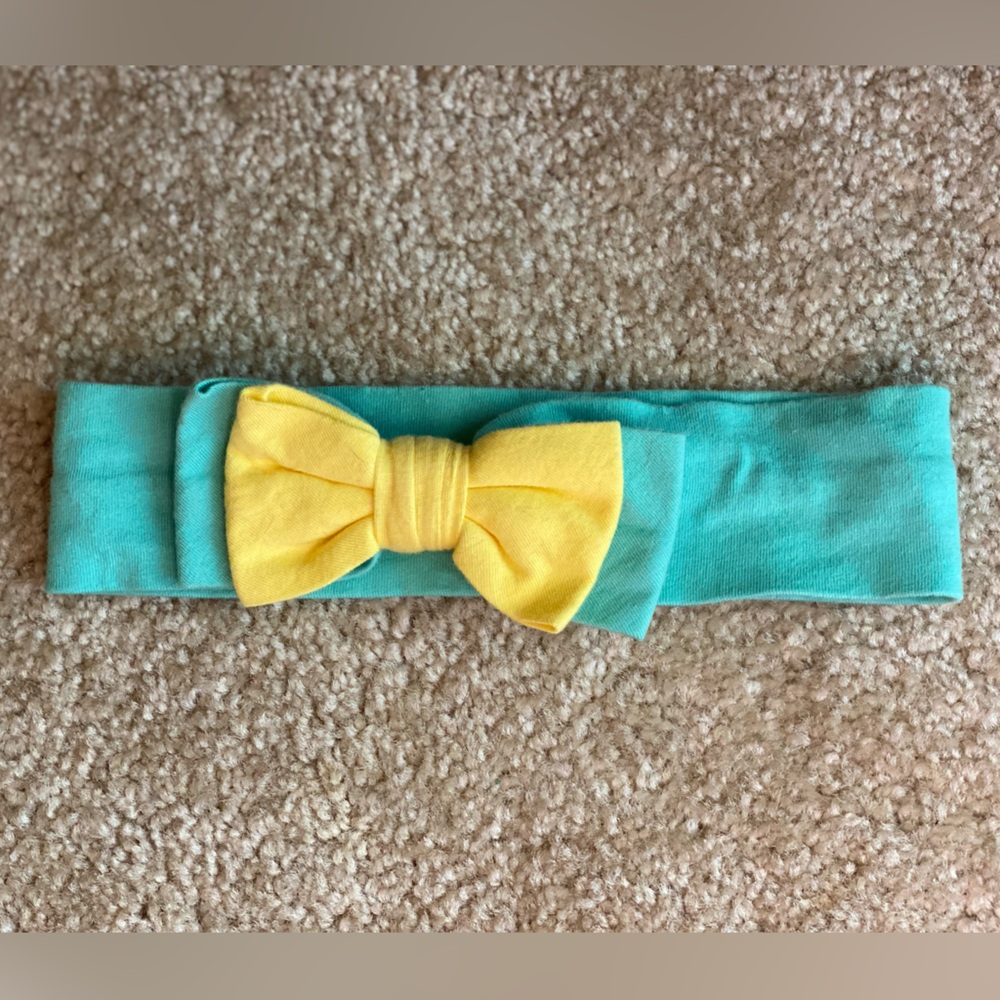 Crazy 8 Teal and Yellow Bow Headband, Like new OSFM